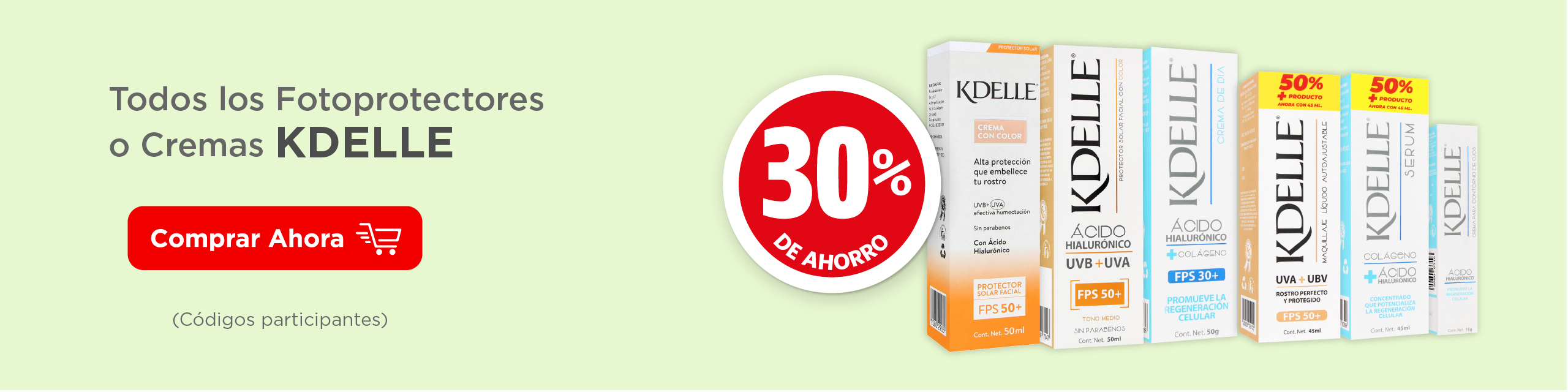 todos los fotoprotectores o cremas kdelle hasta 30% de ahorro
